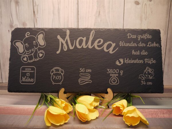 Personalisierte Schieferplatte 35 cm x 15 cm