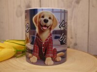 Individuell bedruckte Tasse Comic mit Golden Retriever