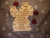 „Engel im Himmel“ – Gedenk-Aufsteller aus Holz mit Teelicht | Erinnerung an Verstorbene | Personalisiertes Trauergeschenk