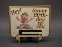 Holzkarte zum Geburtstag mit Geldhalter & Wunschgravur