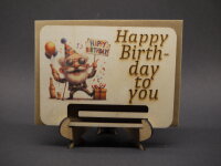 Holzkarte zum Geburtstag mit Geldhalter & Wunschgravur