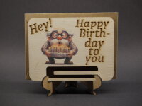 Holzkarte zum Geburtstag mit Geldhalter & Wunschgravur