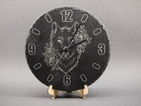 Schiefer Uhr Wolf floral