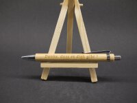 Gedankensammler – Graviertes Holzschild mit Bambus-Kugelschreiber