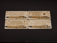 Gedankensammler – Graviertes Holzschild mit Bambus-Kugelschreiber