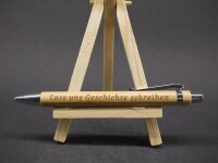 Gedankensammler – Graviertes Holzschild mit Bambus-Kugelschreiber