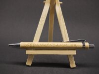 Gedankensammler – Graviertes Holzschild mit Bambus-Kugelschreiber