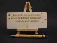 Gedankensammler – Graviertes Holzschild mit Bambus-Kugelschreiber