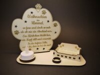 Personalisiertes Gedenklicht "Weihnachten im Himmel" – Holz Kerzenhalter für Hund oder Katze