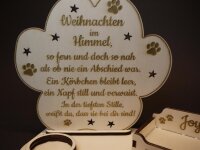 Personalisiertes Gedenklicht "Weihnachten im Himmel" – Holz Kerzenhalter für Hund oder Katze