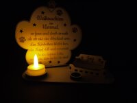 Personalisiertes Gedenklicht "Weihnachten im Himmel" – Holz Kerzenhalter für Hund oder Katze