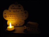 Personalisiertes Gedenklicht "Weihnachten im Himmel" – Holz Kerzenhalter für Hund oder Katze