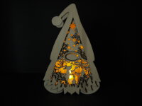 Holz-Wichtel mit warmem LED-Licht – handgefertigte Weihnachtsdekoration in zwei Designs