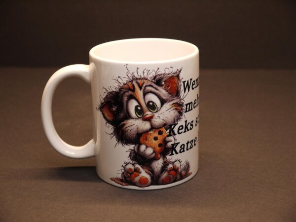 Katzen Tasse lustig mit Spruch – Niedliche Keks-Katze Geschenkidee