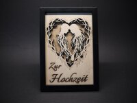 Geldgeschenk Hochzeit Holzbild ❤️ Fotorahmen Scherenschnitt Paar | Kreatives Hochzeitsgeschenk Baum Herz, Gutschein verpacken, 2 Farben