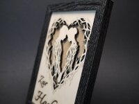 Geldgeschenk Hochzeit Holzbild ❤️ Fotorahmen Scherenschnitt Paar | Kreatives Hochzeitsgeschenk Baum Herz, Gutschein verpacken, 2 Farben