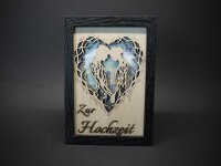 Geldgeschenk Hochzeit Holzbild ❤️ Fotorahmen Scherenschnitt Paar | Kreatives Hochzeitsgeschenk Baum Herz, Gutschein verpacken, 2 Farben