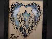 Geldgeschenk Hochzeit Holzbild ❤️ Fotorahmen Scherenschnitt Paar | Kreatives Hochzeitsgeschenk Baum Herz, Gutschein verpacken, 2 Farben