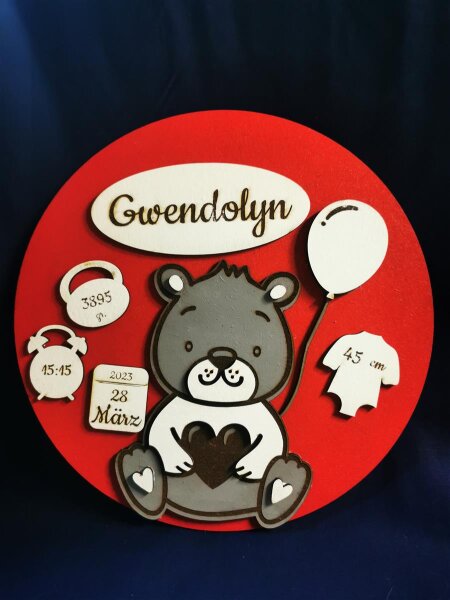 Geburtstafel Teddybär