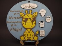 Personalisiertes Geburtsschild Giraffe aus Holz –...