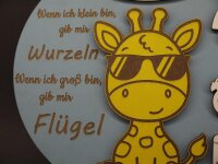 Personalisiertes Geburtsschild Giraffe aus Holz –...