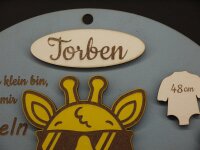 Personalisiertes Geburtsschild Giraffe aus Holz – Geschenk zur Geburt oder Taufe